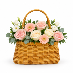 Cesta Alegria em Flor — Gerberas, Rosas e Lisiantos