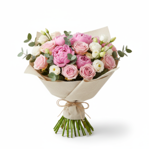 Ramo de Flores "Doce Encanto" – Peónias e Rosas em Tons Pastel
