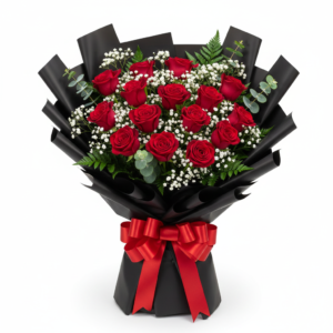 Ramo Amor Intenso – Rosas Vermelhas em Papel Negro